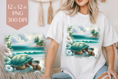 Green Sea Turtle Shirt PNG, 12x12 Coastal Sublimation Product Image 1