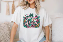 Retro Aloha Sublimation PNG, Tropical Hawaii Clipart Product Image 2