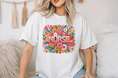 Retro Floral Nurse Sublimation PNG, Cute Nurse Shirt PNG Product Image 2