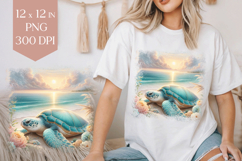 Pastel Turtle Shirt PNG, 12x12 Sublimation Design Product Image 1
