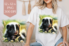 Cute Baby Skunk Shirt PNG, 12x12 Spring Sublimation Design Product Image 1