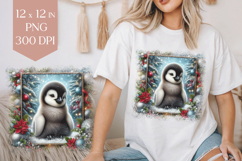 Christmas Penguin Shirt PNG, 12x12 Holiday Sublimation Product Image 1
