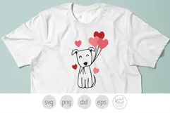 Dog Valentine Svg Cut File, Pit Bull Valentine Png Clip Art Product Image 3