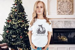 Christmas Xmas Winter White women t-shirt model mockup JPEG Product Image 1