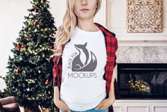Christmas Xmas Winter White women t-shirt model mockup JPEG Product Image 1