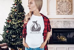 Christmas Xmas Winter White women t-shirt model mockup JPEG Product Image 1