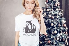 Christmas Xmas Winter White women t-shirt model mockup JPEG Product Image 1