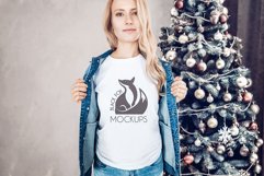 Christmas Xmas Winter White women t-shirt model mockup JPEG Product Image 1