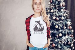 Christmas Xmas Winter White women t-shirt model mockup JPEG Product Image 1