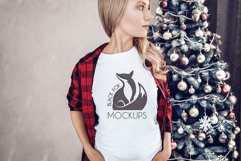 Christmas Xmas Winter White women t-shirt model mockup JPEG Product Image 1