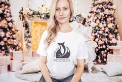 Christmas Xmas Winter White women t-shirt model mockup JPEG Product Image 1