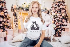 Christmas Xmas Winter White women t-shirt model mockup JPEG Product Image 1