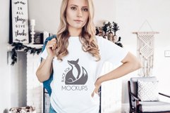 Christmas Xmas Winter White women t-shirt model mockup JPEG Product Image 1