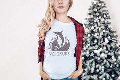 Christmas Xmas Winter White women t-shirt model mockup JPEG Product Image 1