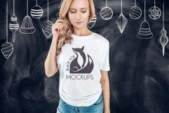 Christmas Xmas Winter White women t-shirt model mockup JPEG Product Image 1