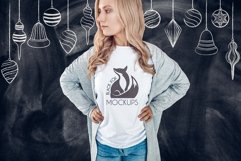 Christmas Xmas Winter White women t-shirt model mockup JPEG Product Image 1