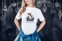 Christmas Xmas Winter White women t-shirt model mockup JPEG Product Image 1