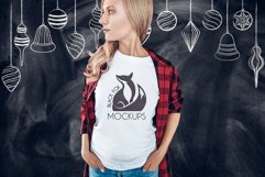 Christmas Xmas Winter White women t-shirt model mockup JPEG Product Image 1
