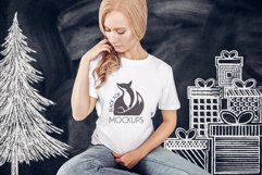 Christmas Xmas Winter White women t-shirt model mockup JPEG Product Image 1
