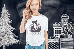 Christmas Xmas Winter White women t-shirt model mockup JPEG Product Image 1