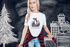 Christmas Xmas Winter White women t-shirt model mockup JPEG Product Image 1