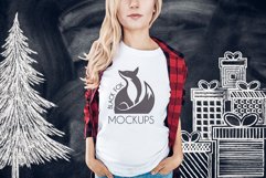 Christmas Xmas Winter White women t-shirt model mockup JPEG Product Image 1