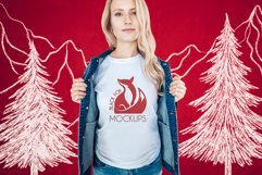 Christmas Xmas Winter White women t-shirt model mockup JPEG Product Image 1