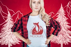 Christmas Xmas Winter White women t-shirt model mockup JPEG Product Image 1