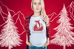 Christmas Xmas Winter White women t-shirt model mockup JPEG Product Image 1