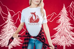 Christmas Xmas Winter White women t-shirt model mockup JPEG Product Image 1