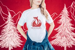 Christmas Xmas Winter White women t-shirt model mockup JPEG Product Image 1