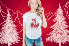 Christmas Xmas Winter White women t-shirt model mockup JPEG Product Image 1
