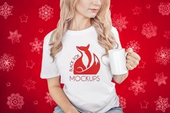 Christmas Xmas Winter White women t-shirt model mockup JPEG Product Image 1