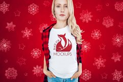 Christmas Xmas Winter White women t-shirt model mockup JPEG Product Image 1