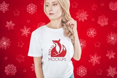 Christmas Xmas Winter White women t-shirt model mockup JPEG Product Image 1