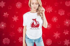 Christmas Xmas Winter White women t-shirt model mockup JPEG Product Image 1