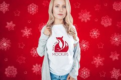 Christmas Xmas Winter White women t-shirt model mockup JPEG Product Image 1