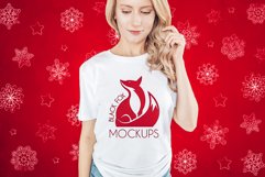 Christmas Xmas Winter White women t-shirt model mockup JPEG Product Image 1