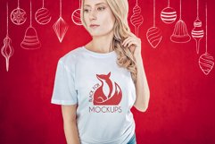 Christmas Xmas Winter White women t-shirt model mockup JPEG Product Image 1