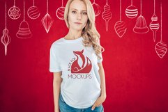 Christmas Xmas Winter White women t-shirt model mockup JPEG Product Image 1