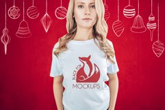 Christmas Xmas Winter White women t-shirt model mockup JPEG Product Image 1
