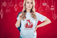 Christmas Xmas Winter White women t-shirt model mockup JPEG Product Image 1