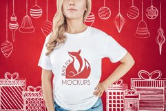 Christmas Xmas Winter White women t-shirt model mockup JPEG Product Image 1