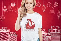 Christmas Xmas Winter White women t-shirt model mockup JPEG Product Image 1