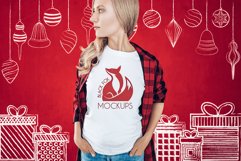 Christmas Xmas Winter White women t-shirt model mockup JPEG Product Image 1
