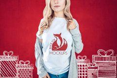 Christmas Xmas Winter White women t-shirt model mockup JPEG Product Image 1