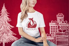 Christmas Xmas Winter White women t-shirt model mockup JPEG Product Image 1