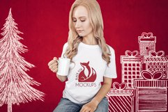 Christmas Xmas Winter White women t-shirt model mockup JPEG Product Image 1