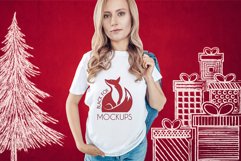 Christmas Xmas Winter White women t-shirt model mockup JPEG Product Image 1