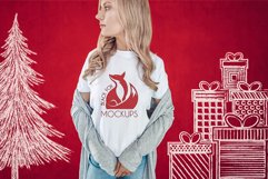 Christmas Xmas Winter White women t-shirt model mockup JPEG Product Image 1